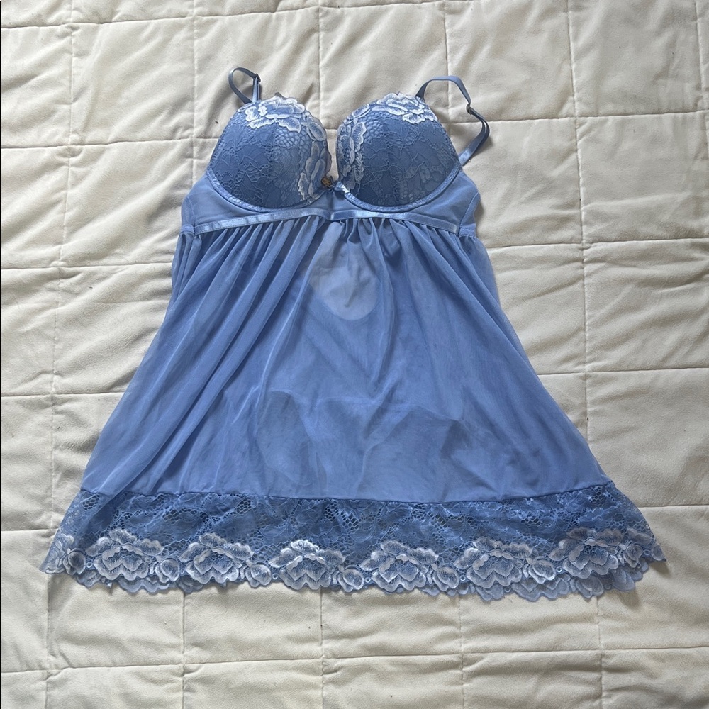 Daisy Fuentes Blue Lace Babydoll